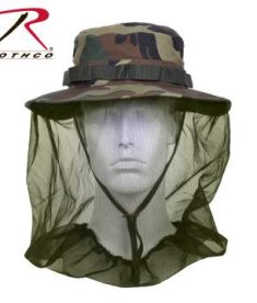 Rothco Woodland Camo/Olive Drab Boonie Hat with Mosquito Netting Barrier
