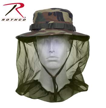 Rothco Woodland Camo/Olive Drab Boonie Hat with Mosquito Netting Barrier