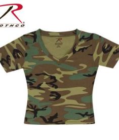 Rothco Short Sleeve Woodland Camo V-neck T-Shirt for Women