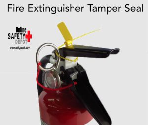 Dated FT Flame Tamper Seals for Fire Extinguishers – Black with White Imprint