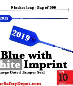 Large Blue and White Dated Tamper Seals