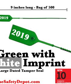 Large Green and White Dated Tamper Seals