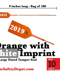 Large Orange with White Dated Tamper Seals
