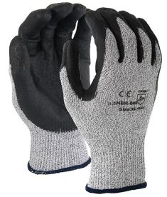 Large Latex Coated Cotton Poly Work Gloves - Gray/Blue - TruForce