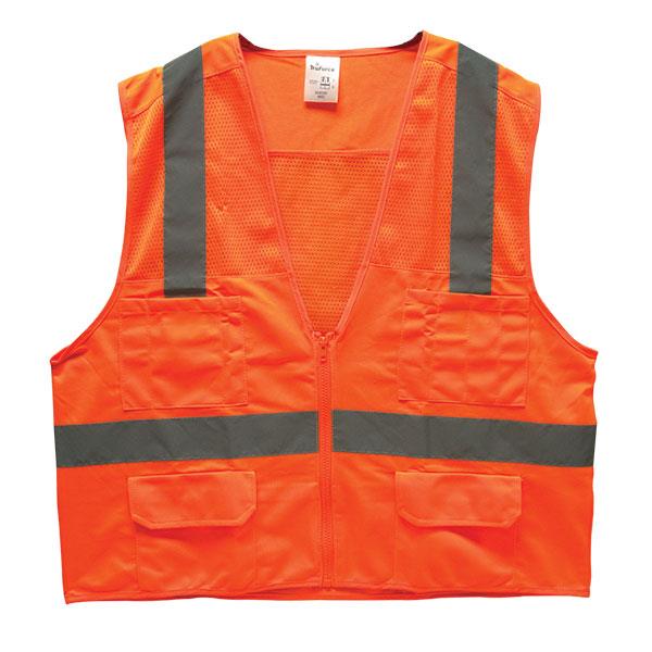 XL Surveyor's Safety Vest - Orange Colored - ANSI 107, Class 2 - TruForce