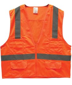 Medium Surveyor's Safety Vest - Orange Colored - ANSI 107, Class 2 - TruForce