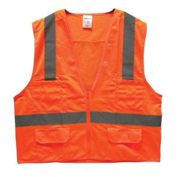 Medium Surveyor's Safety Vest - Orange Colored - ANSI 107, Class 2 - TruForce