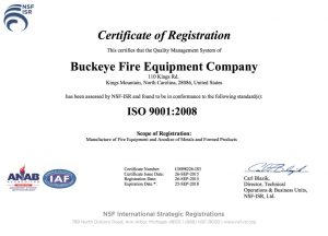 Buckeye Fire Equipment Company ISO 9001:2008 Quality Certificate