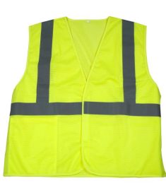 Lime Green Hi Visibility Solid Mesh Safety Vest ANSI 207 Class 2