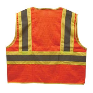 XL Orange Two-Tone Mesh Safety Vest with Lime Green Accents - TruForce