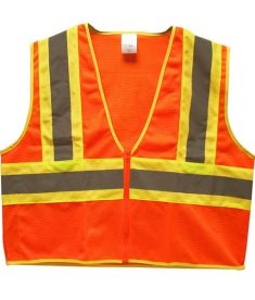 Medium Orange Two-Tone Mesh Safety Vest with Lime Green Accents - TruForce