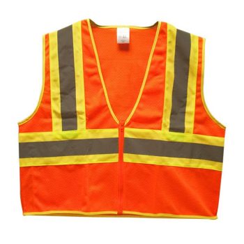 Medium Orange Two-Tone Mesh Safety Vest with Lime Green Accents - TruForce