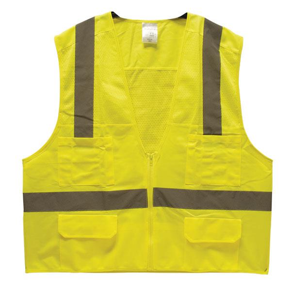 XL Surveyor's Safety Vest - Lime Colored - ANSI 107, Class 2 - TruForce