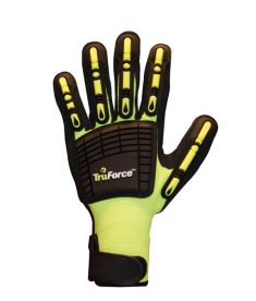 Impact Reducing Dorsal Protection Nitrile Coated Work Gloves - Size 2XL - Yellow/Black - TruForce
