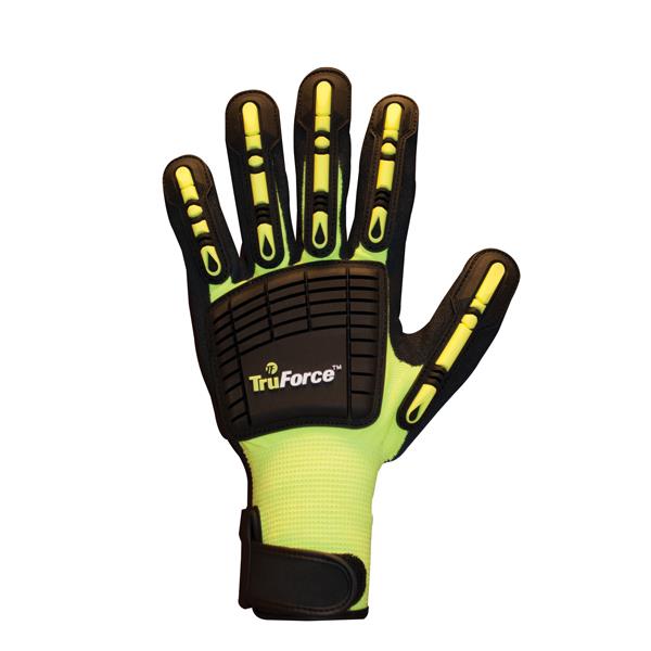 Impact Reducing Dorsal Protection Nitrile Coated Work Gloves - Size 2XL - Yellow/Black - TruForce