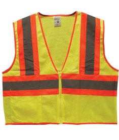Large Two-Tone Mesh Safety Vests - Lime Green/Orange - TruForce